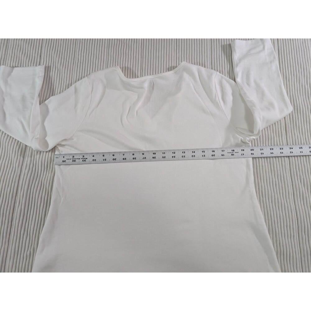 Kim Rogers Top Womens L White V Neck 3/4 Sleeve Pullover Casual Cotton - Picture 7 of 9